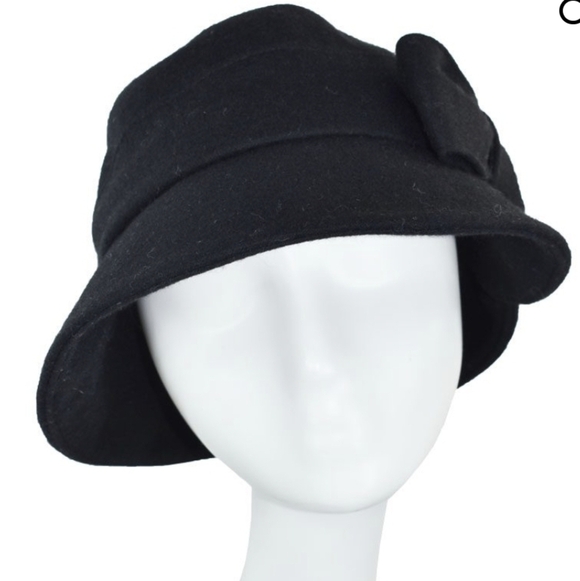 Dupatta Adelaide Black Wool Blend Cloche Hat - OSFM display picture 3